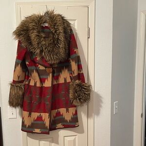 Tasha Polizzi Red and Green Patterned Jacket